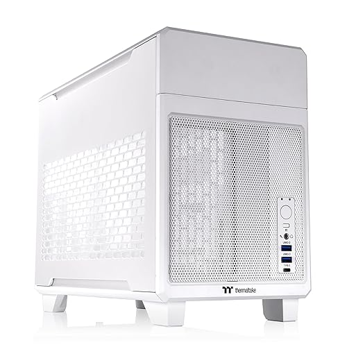 Thermaltake TR100 SFF Chassis; mITX Support; 18.9 Liters; PCIe 4.0 Riser Cable Included; 360mm GPU Clearance; 280mm Radiator Support; Removable PCIe Bracket; Snow; CA-11A-00S6NN-00