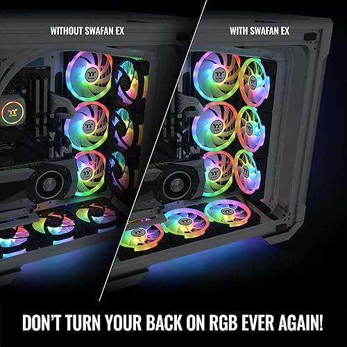Thermaltake SWAFAN EX 14 ARGB PC Cooling Fan, 3-Fan pcak, 500~2000 RPM, Magnetic Connection, Reversable Blades, sync with MB RGB Software, CL-F168-PL14SW-A