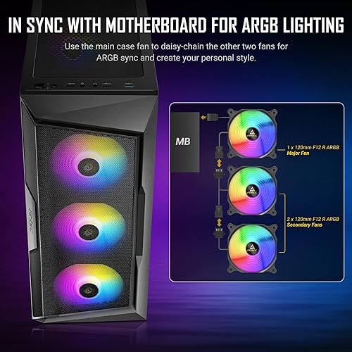 ANTEC AX Series AX61 Elite, High-Airflow Mesh Front Panel, 4 x 120mm ARGB Fans Included, Tempered Glass Side Panels, Up to 8 Fans Simultaneously, 360mm Radiator Support, Mid-Tower ATX Gaming Case