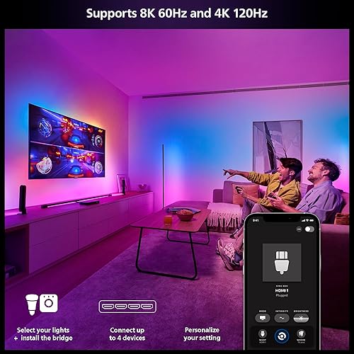 Philips Hue Play HDMI sync Box 8K - Syncs up to 10 Hue Lights with Your Video Games, Movies, and Music - Requires Hue Bridge - Supports Dolby Vision HDR10+ - Control with Hue App