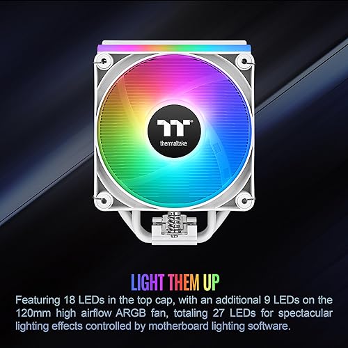 Thermaltake ASTRIA 200 ARGB CPU Cooler; 4 Copper Heat Pipes; 120mm PWM Fan; 500~1800RPM; Single Tower; Intel/AMD; 210W TDP; White; CL-P137-AL12SW-A