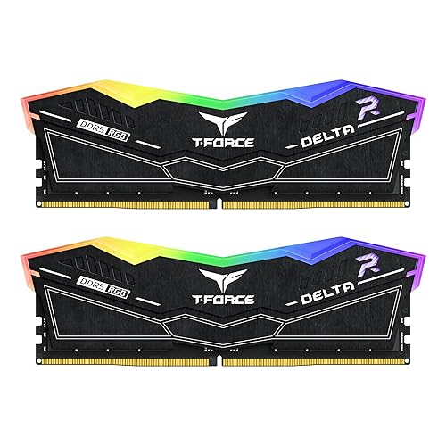 TEAMGROUP T-Force Delta RGB DDR5 Ram 32GB (2x16GB) 6400MHz PC5-51200 CL32 Desktop Memory Module Ram for 600 700 Series Chipset XMP 3.0 Ready Black FF3D532G6400HC32ADC01 32GB(2x16GB) DDR5 6400MHz 32-39-39-84 Black