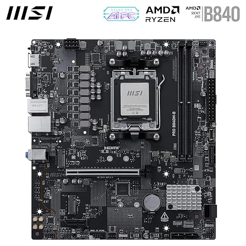 MSI PRO B840M-B Motherboard, mATX - Supports AMD Ryzen 9000/8000 / 7000 Processors, AM5 - DDR5 Memory Boost (8000+ MT/s OC), PCIe 4.0 x16, M.2 Gen4, Wi-Fi 7, 2.5G LAN