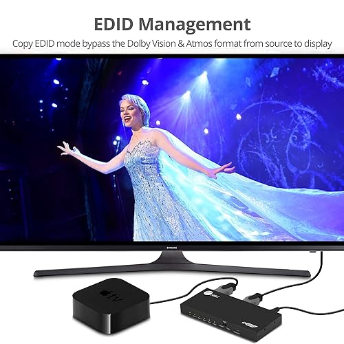 SIIG HDMI Splitter 1 in 4 Out Intelligent Video Downscaling 4K 60Hz HDR HDCP Bypass 2.2 EDID Management Digital and PCM 7.1 Audio (CE-H26C11-S1) 1x4 HDMI Splitter