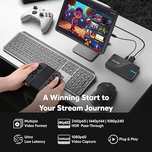 AVerMedia Capture Card for Streaming, 4K60 HDR Passthrough?, 1080p60 Video Recording, Ultra-Low Latency Game Streaming for Switch 2, Xbox, PS5, PC on Twitch, OBS, Win11, Mac - StreamLine MINI+ GC311G2