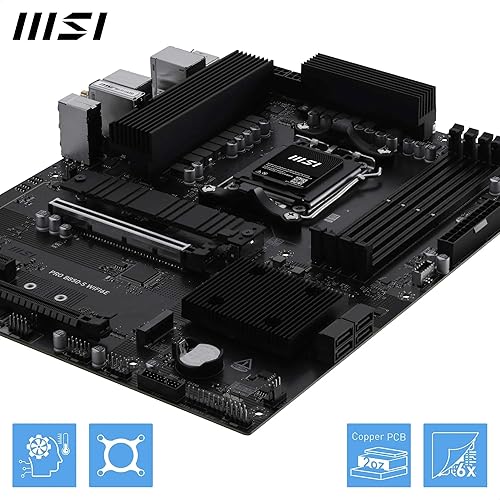 MSI PRO B850-S WIFI6E Motherboard, ATX - Supports AMD Ryzen 9000/8000 / 7000 Processors, AM5 - DDR5 Memory Boost (8200+ MT/s OC), PCIe 4.0 x16, M.2 Gen5, Wi-Fi 6E, 2.5G LAN