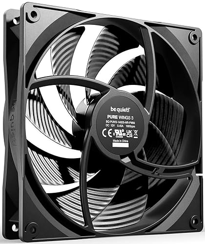 be quiet! Pure Wings 3 140mm PWM fan, high maximum speed, low minimum speed, optimised fan frame, exceptionally high air pressure, very quiet operation, rifle bearing, BL108 PW 3 140MM PWM Black