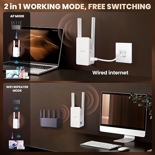 Tenda WiFi Extender, AX1500 WiFi 6 Range Extender Covers Up to 1500 sq.ft & 30 Devices, Dual Band WiFi Extender Booster with Gigabit Ethernet Port, AP Mode, WPS Easy Setup(A23)