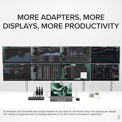 Plugable 4K DisplayPort and HDMI Dual Monitor Adapter for USB 3.0 and USB-C, Compatible with Windows