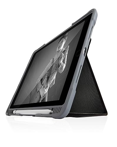 STM Dux Plus Duo iPad Case 7th/8th/9th Gen 10.2-inch ipad case - Maximum Drop Protection and Clear Back, Storage for Apple Pencil or Logitech Crayon with Magnetic Battery Saving On/Off Cover- Black Black iPad 9th/8th/7th Gen - Bulk Packaging