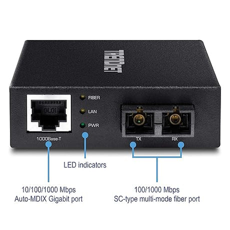 1000Base-T to 1000Base-Sx Multi-Mode Sc Fiber Converter