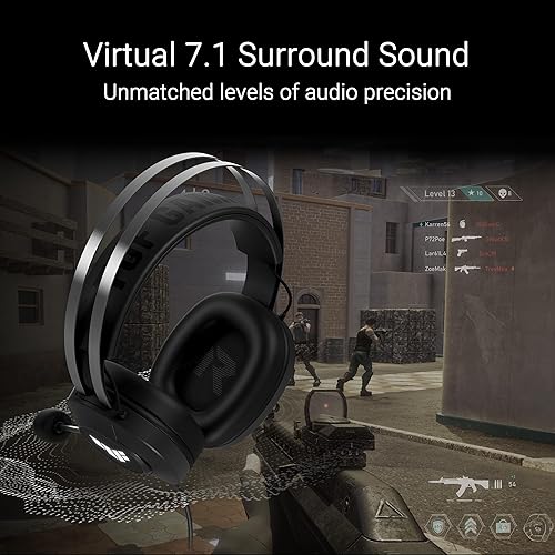 ASUS TUF Gaming H1 Gen II Wired USB-A Gaming Headset with Mic – 40mm Drivers, Virtual 7.1 Surround Sound, TeamSpeak-Certified Mic, Ergonomic, Lightweight, Removeable Ear Cushions, for PC, PS5, PS4