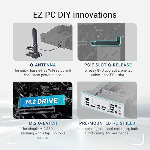 ASUS Prime X870-P WiFi AMD AM5 X870 ATX Motherboard 14+2+1 80A DrMOS Power Stages, DDR5, PCIe 5.0, PCIe 5.0 x16, Q-Release, 4X M.2, Wi-Fi 7, Q-Antenna, 2.5Gb LAN, USB4®, USB Type-C®, BIOS Flashback™