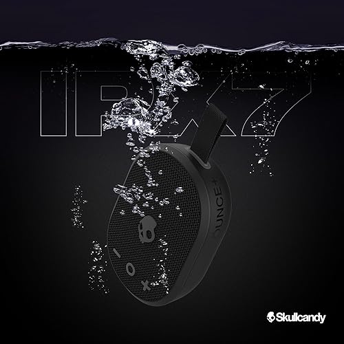 Skullcandy Ounce+ Wireless Bluetooth Speaker - IPX7 Waterproof Mini Portable Speaker with 16 Hour Battery, True Wireless Stereo, and Ballistic Nylon Carry Strap Black