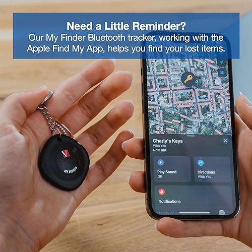 Verbatim My Finder Bluetooth Tracker Item Finder Compatible with Apple Find My (iOS Only) Water Resistant and Dustproof 3pk – Black,White,Purple 3 Pack