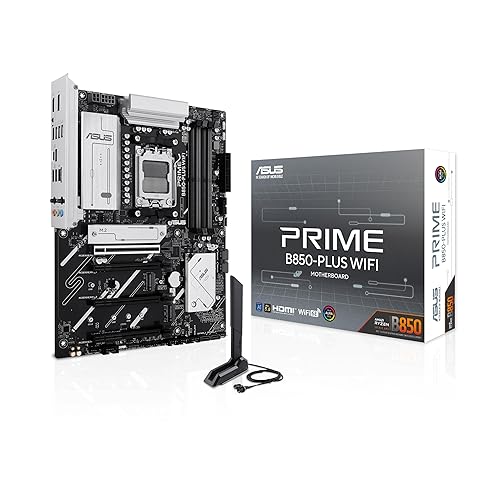 ASUS Prime B850-PLUS WiFi AMD AM5 AMD B850 ATX Motherboard, DDR5, PCIe 5.0 Ready, 3X M.2, Wi-Fi 6E, 2.5Gb LAN, DisplayPort, HDMI™, USB 10Gbps Type-A & Type-C®, BIOS Flashback™, Aura Sync, AI Advisor ATX PRIME B850-PLUS|M.2 x3|WiFi 6E