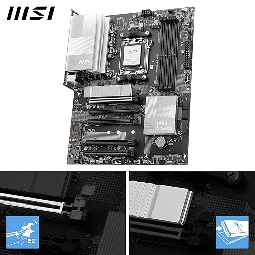 MSI PRO B840-P WiFi ProSeries Motherboard (AMD Ryzen 9000/8000/7000 Series Processors, AM5, DDR5, PCIe 4.0, M.2, SATA 6Gb/s, USB 3.2 Gen 2, HDMI/DP, Wi-Fi 6E, Bluetooth 5.3, 2.5Gbps LAN, ATX)