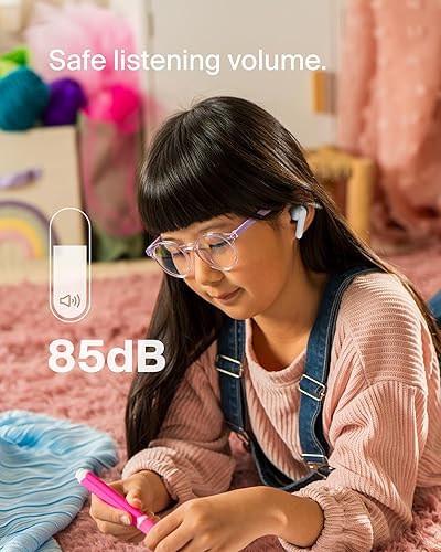 Belkin SoundForm Nano 2 Bluetooth Earbuds for Kids with Built-in Microphone, 28H Battery Life, Safe 85dB Volume, IPX5 Water Resistance - Kids Bluetooth Earbuds for iPhone, iPad, Galaxy, & More - White White One Size