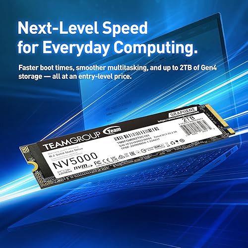 TEAMGROUP NV5000 1TB SLC Cache NVMe PCIe Gen4x4 M.2 2280 Laptop, Desktop SSD Read/Write Speed up to 4500 / 1900MB/s TM8FGM001T0C101