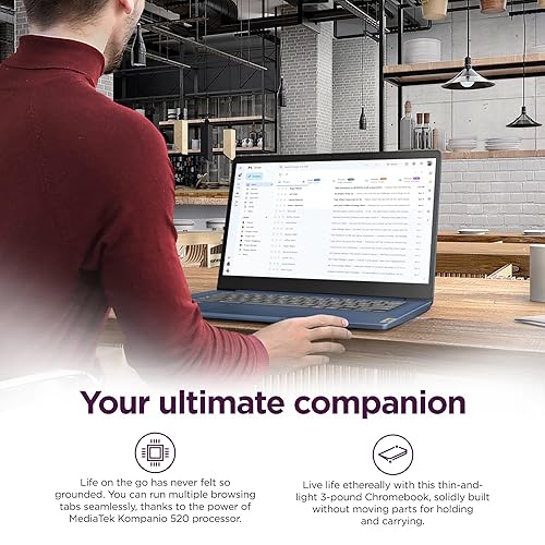 Lenovo IdeaPad Slim 3 Chromebook for Student Business - w/256GB Micro SD Card, 14'' Full HD Display, MediaTek Kompanio 520 CPU, Wi-Fi 6, 720p Webcam, Chrome OS, Abyss Blue(4GB RAM | 64GB eMMC) 4GB | 64GBeMMC