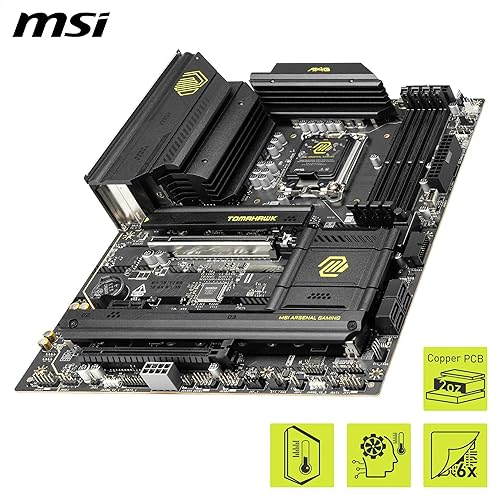 MAG B860 Tomahawk WiFi Motherboard, ATX - Supports Intel Core Ultra Processors (Series 2), LGA 1851 - DDR5 Memory Boost 9200+ MT/s OC, 1 x PCIe 5.0 x16, 1 x M.2 Gen5, 5G LAN, Wi-Fi 7