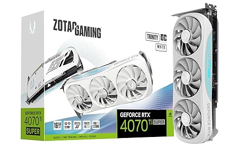 ZOTAC Gaming GeForce RTX 4070 Ti Super Trinity OC White Edition DLSS 3 16GB GDDR6X 256-bit 21 Gbps PCIE 4.0 Gaming Graphics Card, IceStorm 2.0 Advanced Cooling, Spectra RGB Lighting, ZT-D40730Q-10P