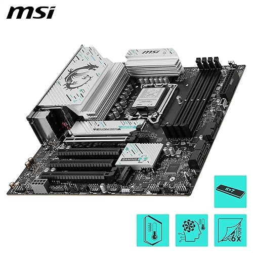MSI B860M Gaming Plus WiFi Motherboard, mATX - Supports Intel Core Ultra Processors (Series 2), LGA 1851 - DDR5 Memory Boost 8800+ MT/s (OC), PCIe 5.0 x16, M.2 Gen5, Intel Killer 5G LAN, Wi-Fi 7