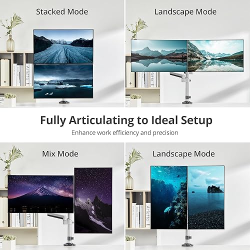 SIIG Dual Monitor Arm Desk Mount with Gas Spring, Holds Two 17-32 Screens, Up to 19.8lbs Each, Fully Adjustable, VESA 75/100mm, C-Clamp/Grommet, Cable Management, (CE-MT3R11-S1)