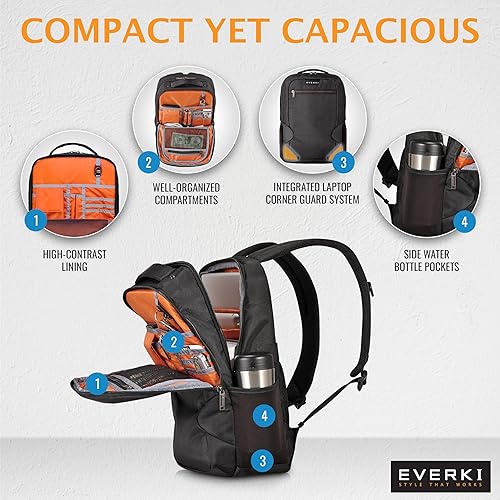 Everki Studio Slim Laptop Backpack, Fits upto 14.1-Inch Laptops/15-Inch MacBook Pro (EKP118)