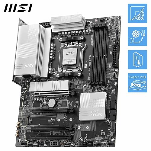 MSI PRO B850-P WiFi ProSeries Motherboard (AMD Ryzen 9000/8000/7000 Series Processors, AM5, DDR5, PCIe 4.0, M.2, SATA 6Gb/s, USB 3.2 Gen 2, HDMI/DP, Wi-Fi 6E, Bluetooth 5.3, 2.5Gbps LAN, ATX)