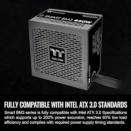 Thermaltake Smart BM3 850W 80Plus Bronze ATX 3.0 & PCIE 5.0 Ready Semi-Modular Power Supply; 105°C/221°F Japanese Capacitor; 5 Year Warranty; PS-SPD-0850MNFABU-3