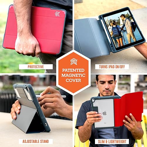 STM Dux Plus Duo iPad Case 7th/8th/9th Gen 10.2-inch ipad case - Maximum Drop Protection and Clear Back, Storage for Apple Pencil or Logitech Crayon with Magnetic Battery Saving On/Off Cover- Black Black iPad 9th/8th/7th Gen - Bulk Packaging