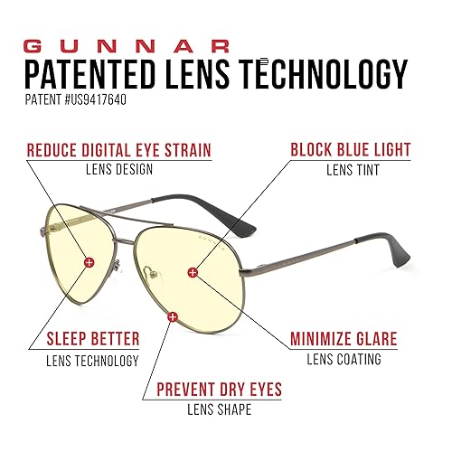 GUNNAR - Premium Gaming and Computer Glasses - Blocks 65% Blue Light - Maverick, Rose Gold, Amber Tint Rose Gold Amber Lens