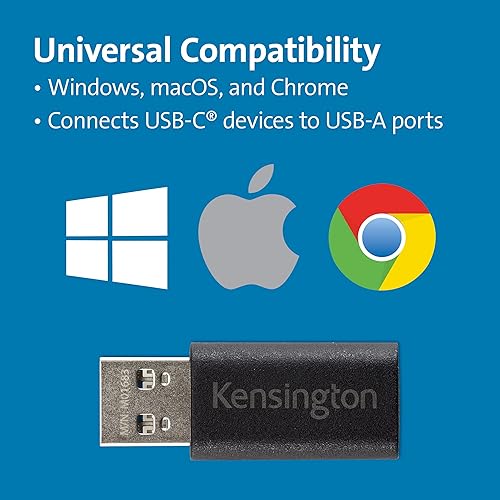 Kensington CA1020 USB A to USB C Adapter, USB C Female to USB A Male Converter (K33478WW)