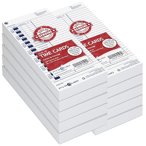 Pyramid 1, 000 Count Time Cards for 3500, 3600ss and 3700 Time Clocks-French