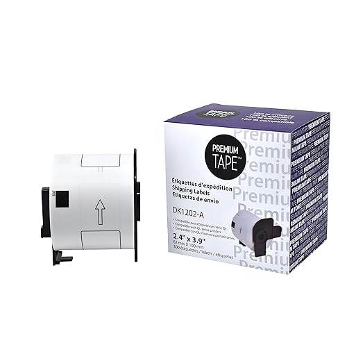 Premium Tape Die-Cut Shipping Labels - Alternative for Brother DK-1202 - 2-3/7" x 4" (62 mm x 100 mm) - White - 300 Labels / Roll - 1 Roll / Pack