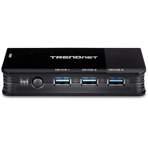 TRENDnet 4 Computer 4-Port USB 3.1 Sharing Switch, TK-U404, 4 x USB 3.1 for Computers, 4 x USB 3.1 for Devices, Flash Drive Sharing, Scanners, Printers, Mouse, Keyboard, Windows & Mac Compatible 4 x USB 3.1 | 1 x Micro-B USB port