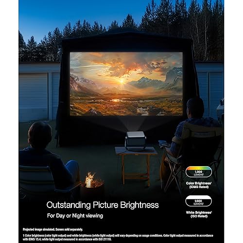 Epson EpiqVision Mini EF22 Portable Smart Laser Projector, Bright 1,000 Lumens, FHD 1080p HDR, 3-Chip 3LCD, Google TV, Netflix, Swivel Stand, Stereo Speakers, Backyard/Home Theatre, Stone Blue