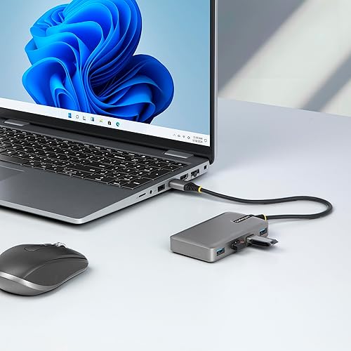 StarTech.com 4-Port USB-A Hub, 5Gbps, Bus Powered, Type-A to 4X Type-A with USB-C Auxiliary Power Input, Portable Hub