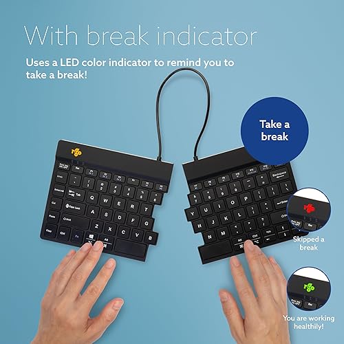 R-Go Split Keyboard, Bluetooth 5.0, with Anti-RSI Software, Ergonomic Split Button Panel Design, QWERTY US Layout, Black