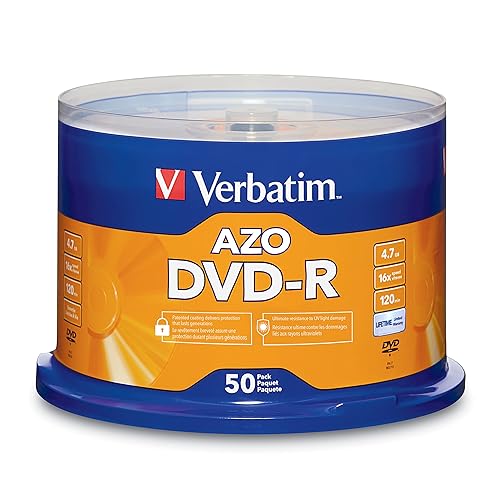 Verbatim AZO DVD-R 4.7GB 16X With Branded Surface - 50pk Spindle - 120mm - Single-layer Layers - 2 Hour Maximum Recording Time