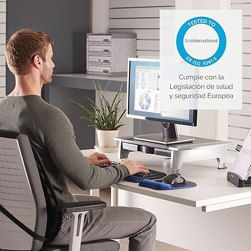 Office Suites Monitor Riser -80 lb -21 Monitor -Silver -Desktop