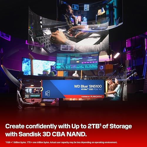 SANDISK 4TB WD Blue SN5100 NVMe SSD - M.2 2280, PCIe Gen 4.0, Internal Solid State Drive - Read Speeds Up to 6,900MB/s, Upgrade Storage for PC/Laptops - WDS400T5B0E