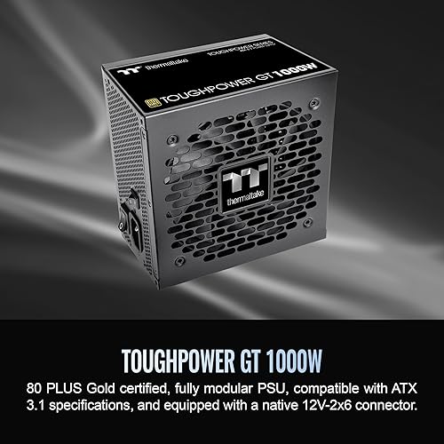 Thermaltake Toughpower GT 1000W; ATX 3.1; Native PCIe 5.1 12V-2x6; Full Modular; Flat Cables; Color Matched Connectors; Japanese Main Capacitors; 80 Plus Gold; 140mm; Black; PS-TPT-1000FNFAGU-3