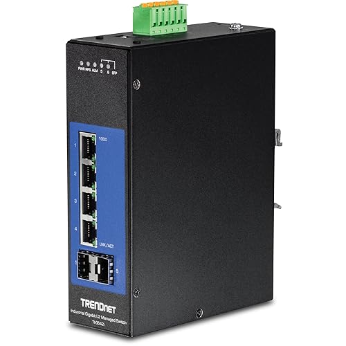 TRENDnet, 6-Port Industrial Gigabit L2 Managed DIN-Rail Switch, 4 x Gigabit Ports, 2 x SFP Slots, DIN-Rail Mount, IP30, VLAN, QoS, LACP, STP/RSTP, Bandwidth Management, Lifetime Protection, TI-G642i 6 Port Managed Switch
