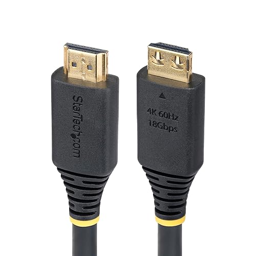 StarTech.com 15ft (4.5m) High Speed HDMI Cable with Gripping Connectors, 4K 60Hz/1440p 144Hz, 18Gbps, UHD HDMI 2.0 Cord, TPE Jacket