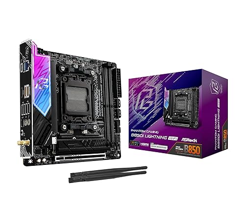 ASRock AMD B850i Lightning WiFi 6E Socket AM5 Ryzen DDR5 8200 MHz 128GB Mini ITX Motherboard M.2 SATA3 6.0 Gb/s PCIe 5.0 B850