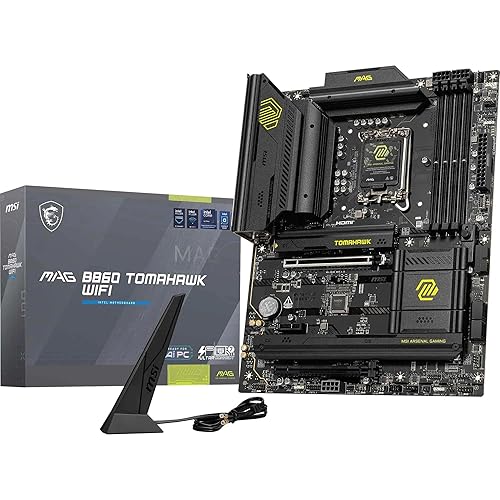 MAG B860 Tomahawk WiFi Motherboard, ATX - Supports Intel Core Ultra Processors (Series 2), LGA 1851 - DDR5 Memory Boost 9200+ MT/s OC, 1 x PCIe 5.0 x16, 1 x M.2 Gen5, 5G LAN, Wi-Fi 7