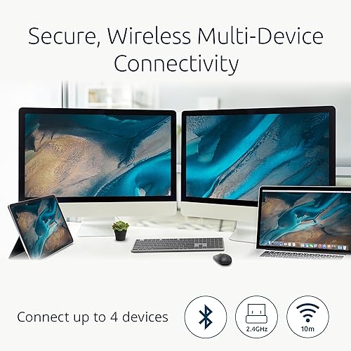 Kensington KB535 Wireless Keyboard, Bluetooth & 2.4GHz Connection, Full-Size Layout, Quiet Scissor-Switch Keys, Programmable, Copilot Hotkey, Compatible with Windows, Black (K75408NA) Full size Wireless