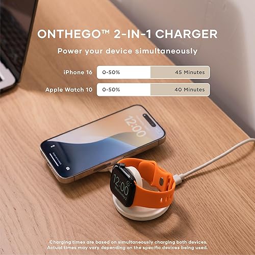 Satechi OntheGo™ 2 in 1 Wireless Charger, Qi2 Portable Charger with 15W Fast Charging for iPhone and 5W for Apple Watch, Magnetic Travel Charging Station – Sand 2 in 1 Charger Sand